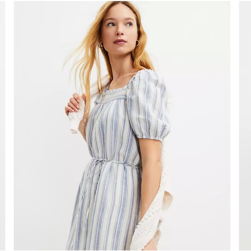 Loft Striped Square Neck Shift Dress